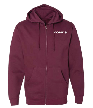 KLM Brush Logo Full Zip Hoodie Maroon